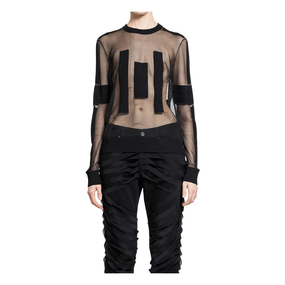 Helmut Lang Doorschijnende Top met Webdetails Black Dames
