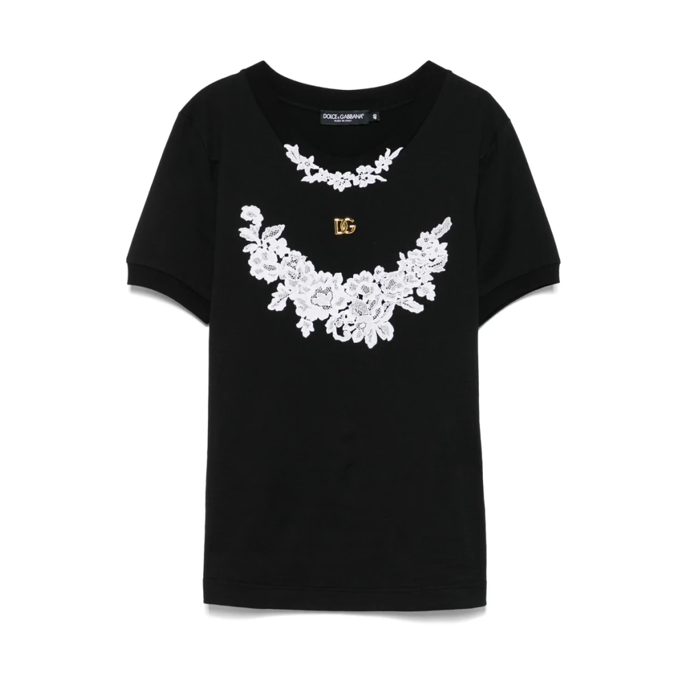 Dolce & Gabbana Zwart Logo Crew Neck T-shirt Black Dames