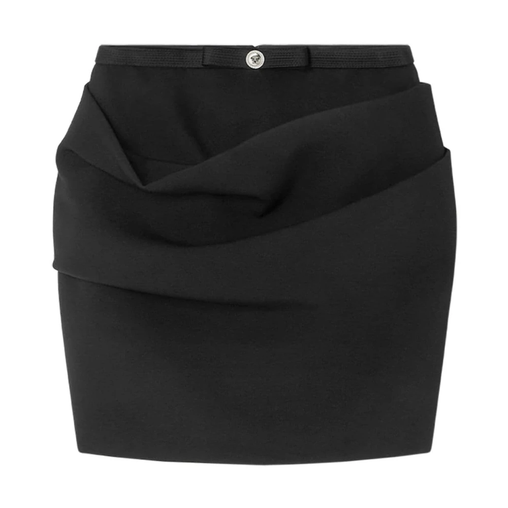 Versace Zwarte Gedrapeerde Rok met Medusa-Detail Black Dames