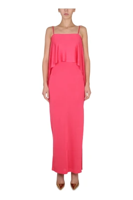 Compact Slinky Viscose Full Length Ruffle Dress