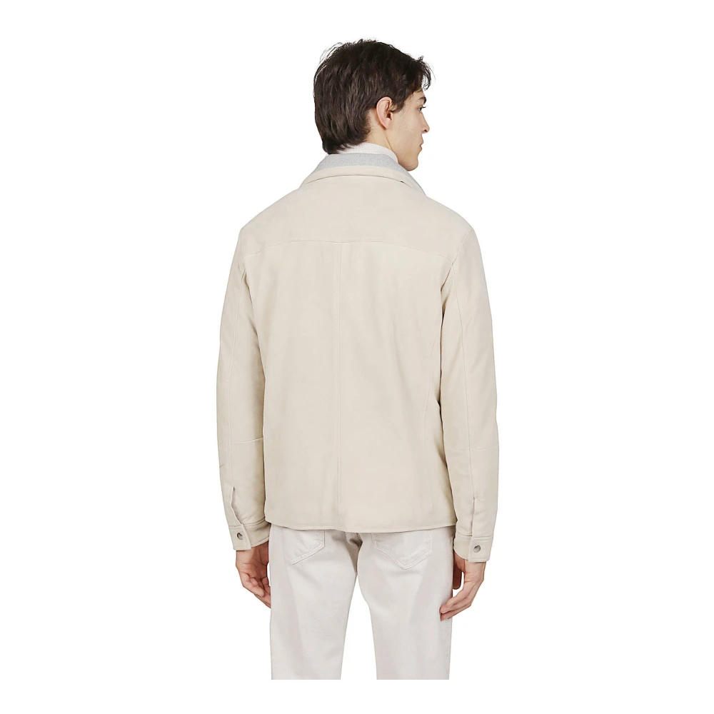 Eleventy Suede Overshirt Jas Beige Heren