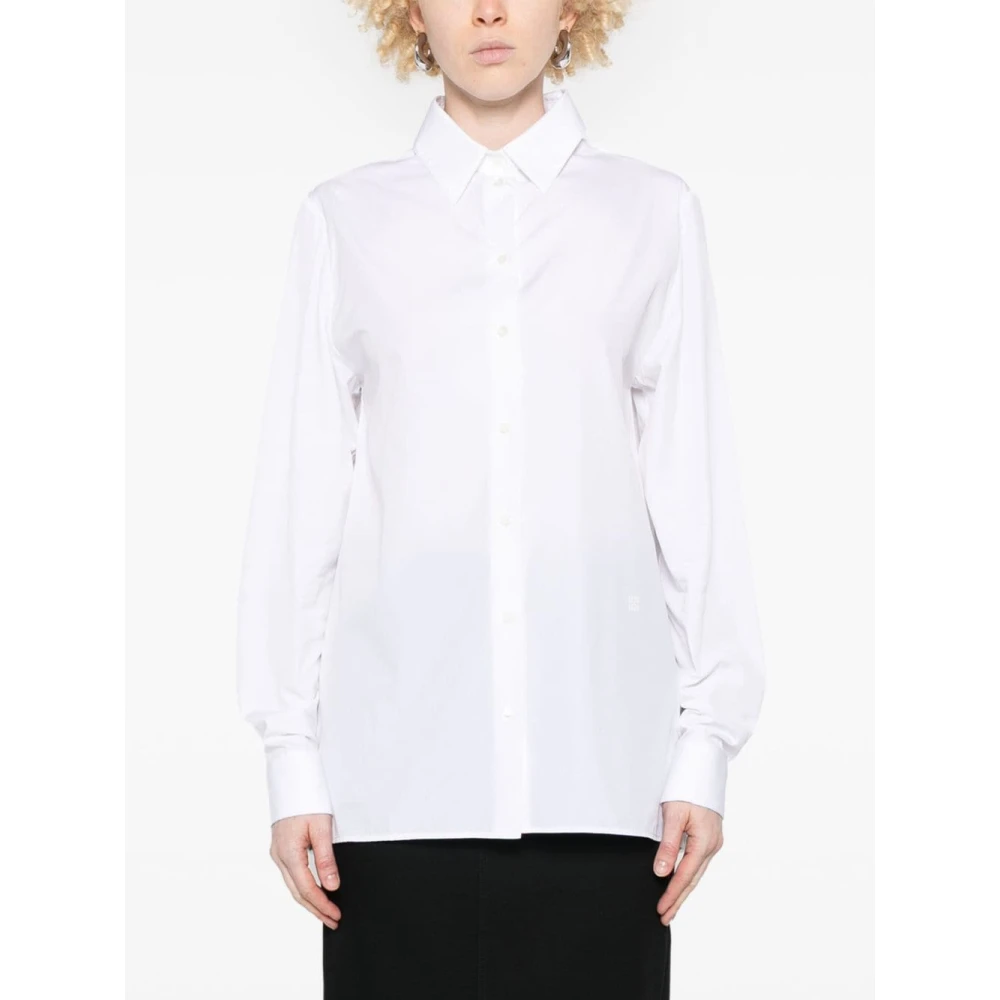 Givenchy Wit poplin overhemd met 4G-borduursel White Dames