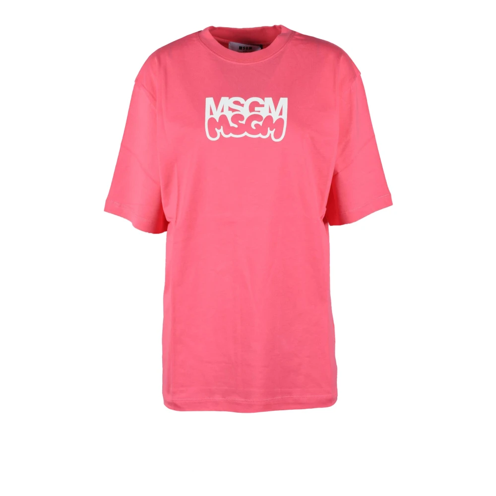 Msgm Katoenen T-shirt met unieke stijl Pink Dames
