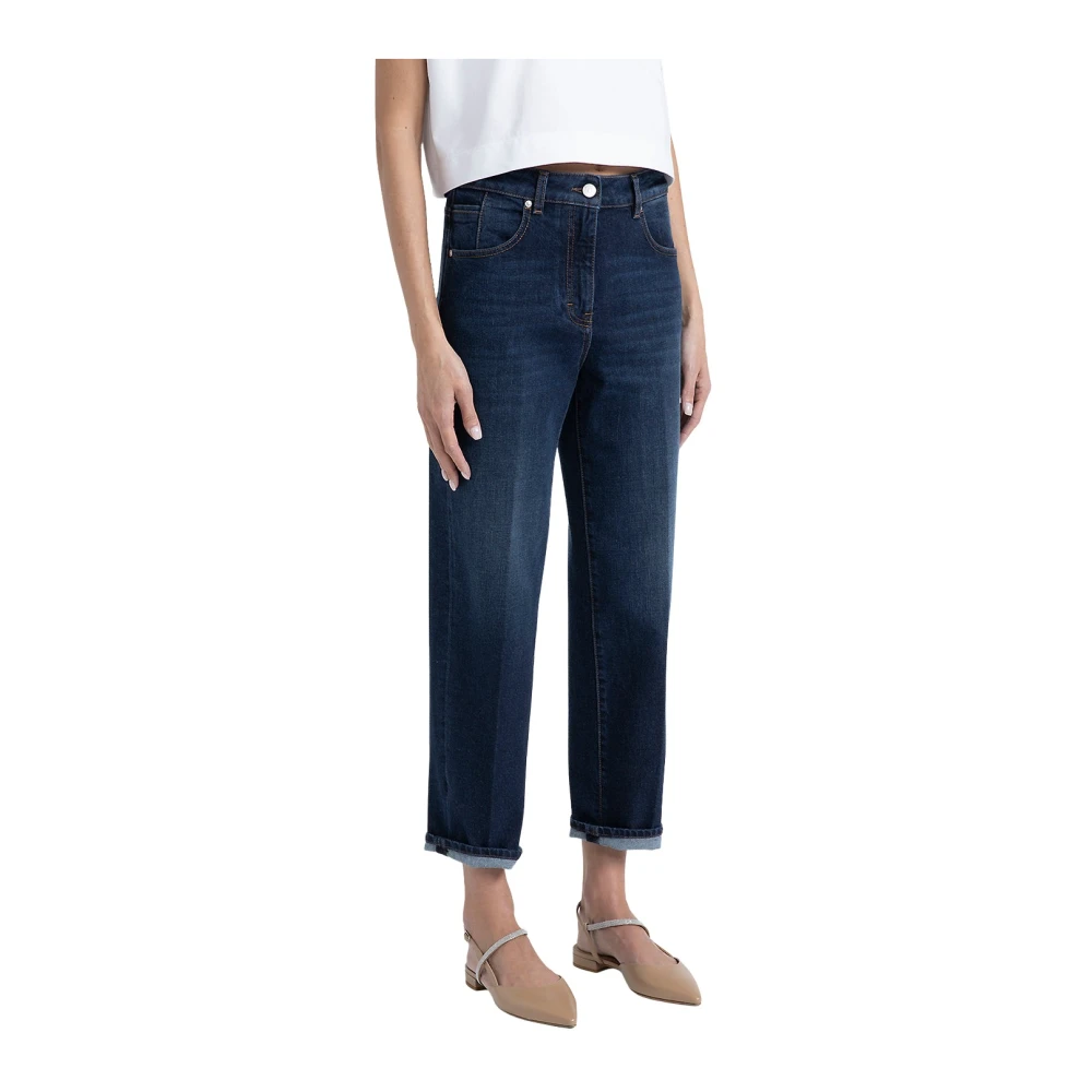PESERICO Stretch denim katoenen broek Blue Dames