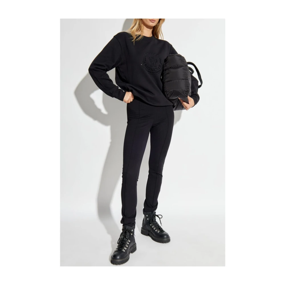 Moncler Zwarte Katoenen Sweatshirt met Strass Black Dames