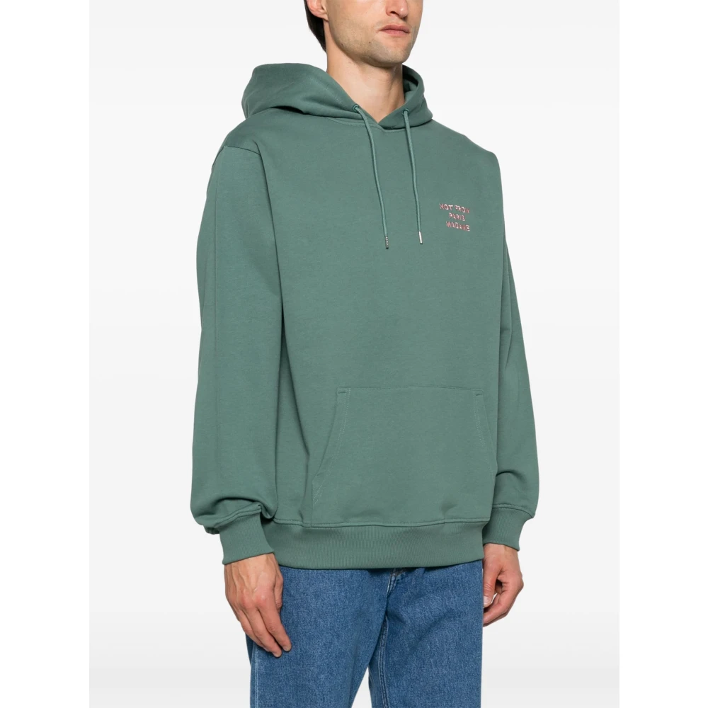 Drole de Monsieur Donkergroene Slogan Hoodie Sweater Green Heren