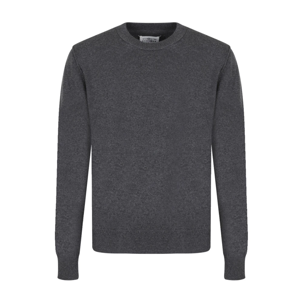 Maison Margiela Men's Gray Grey Cashmere Jumper With Signature Logo - Cashmere Knitwear - Xl - Knitwear