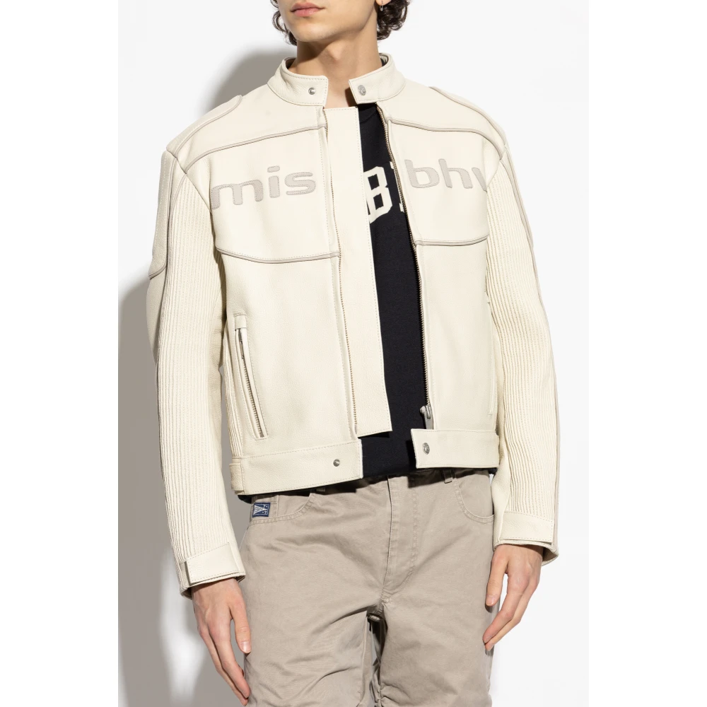 Misbhv Leren jas met logo Beige Heren