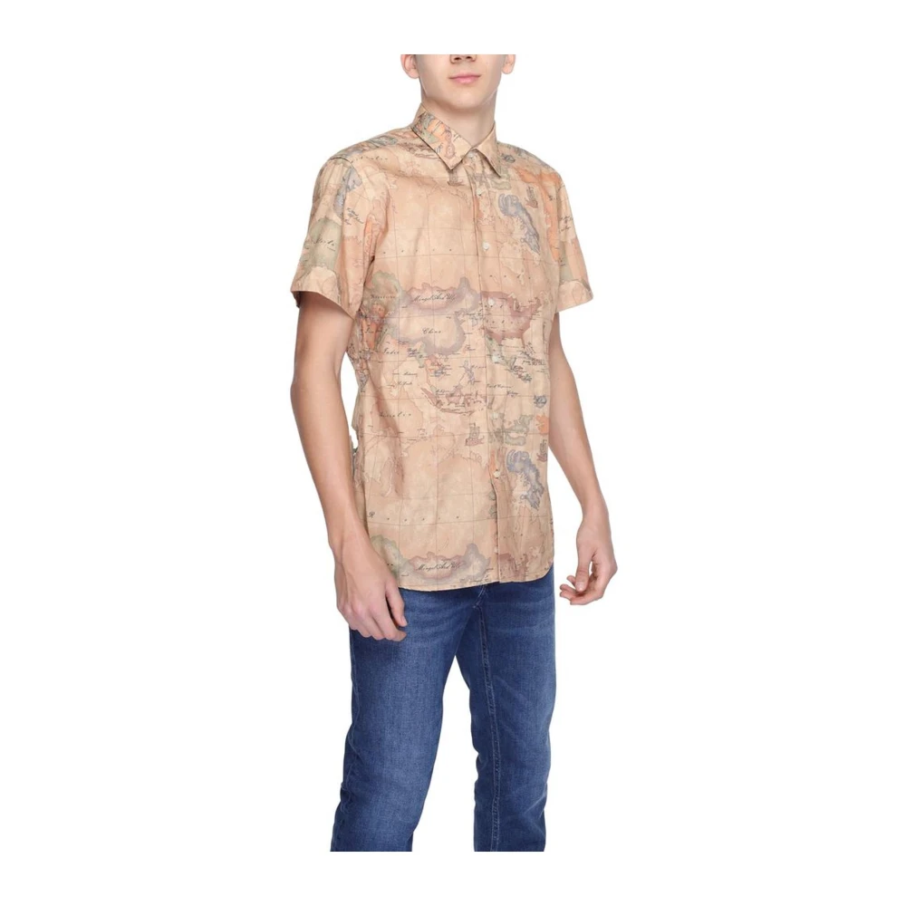 Alviero Martini 1a Classe Beige Korte Mouw Polyester Shirt Beige Heren