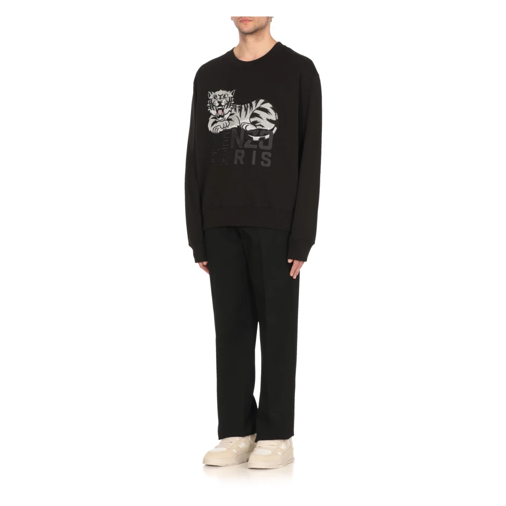 Kenzo Zwarte Katoenen Sweatshirt met Happy Tiger Black Heren