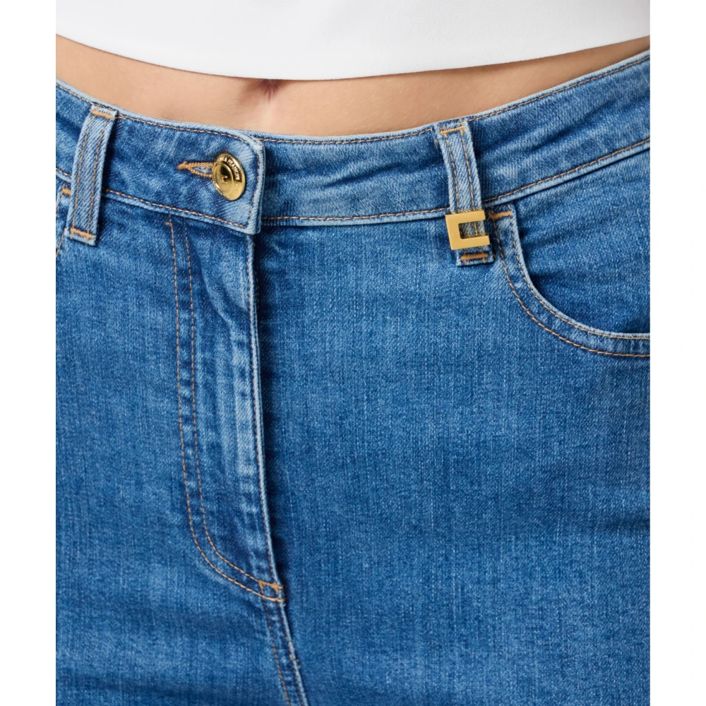 Elisabetta Franchi High-waist skinny jeans met logodetail Blue Dames
