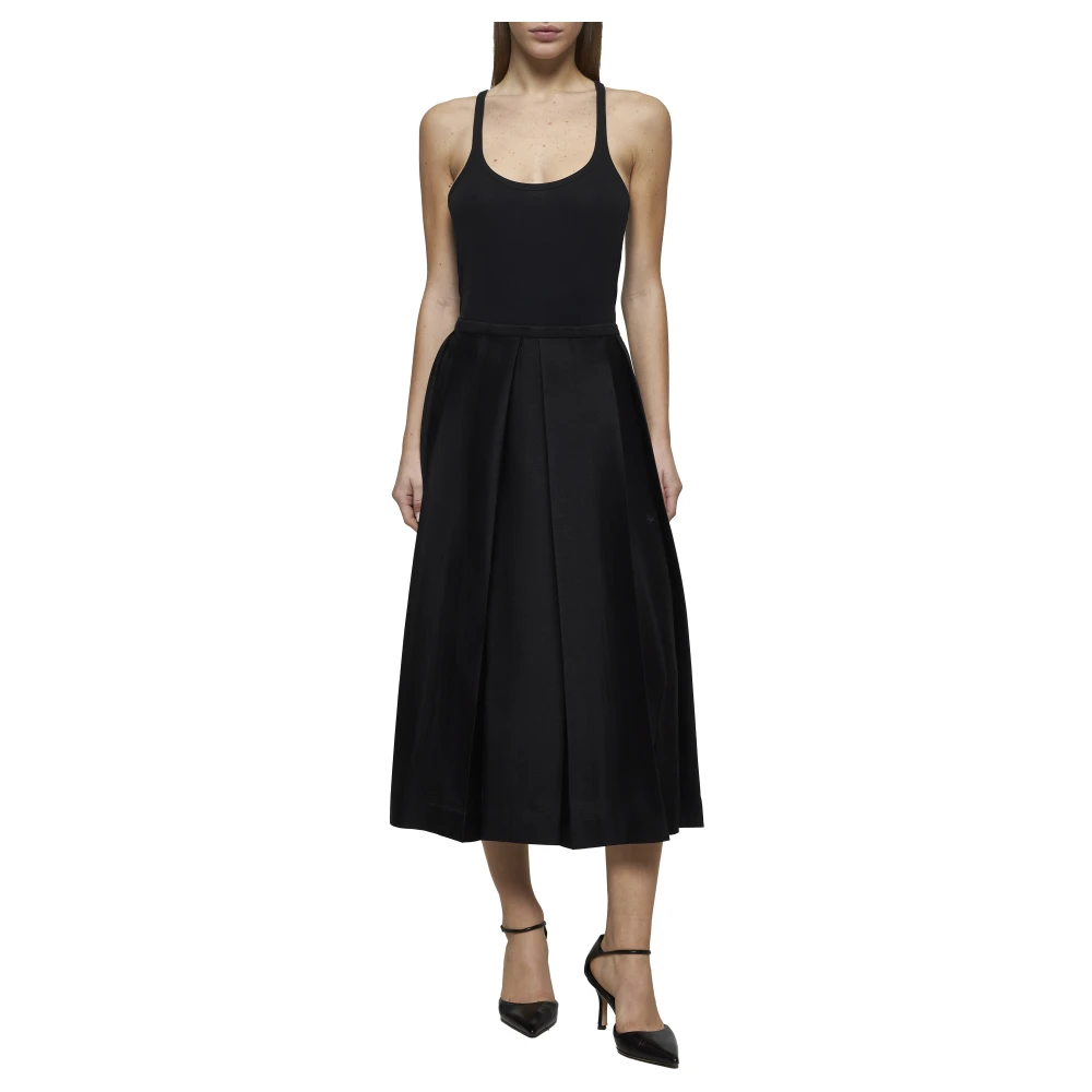 TotêMe Wijdvallende Zwarte Rok Twinflower Silhouet Black Dames
