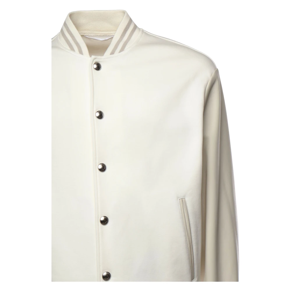 Eleventy Wol Kasjmier Jas met Contrast Mouwen White Heren