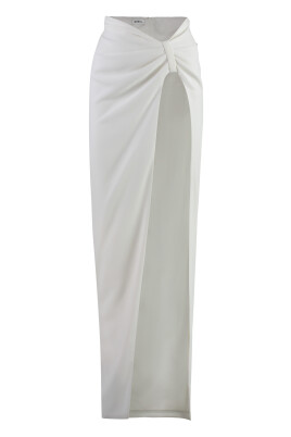 gathered-front-crepe-skirt-with-slit