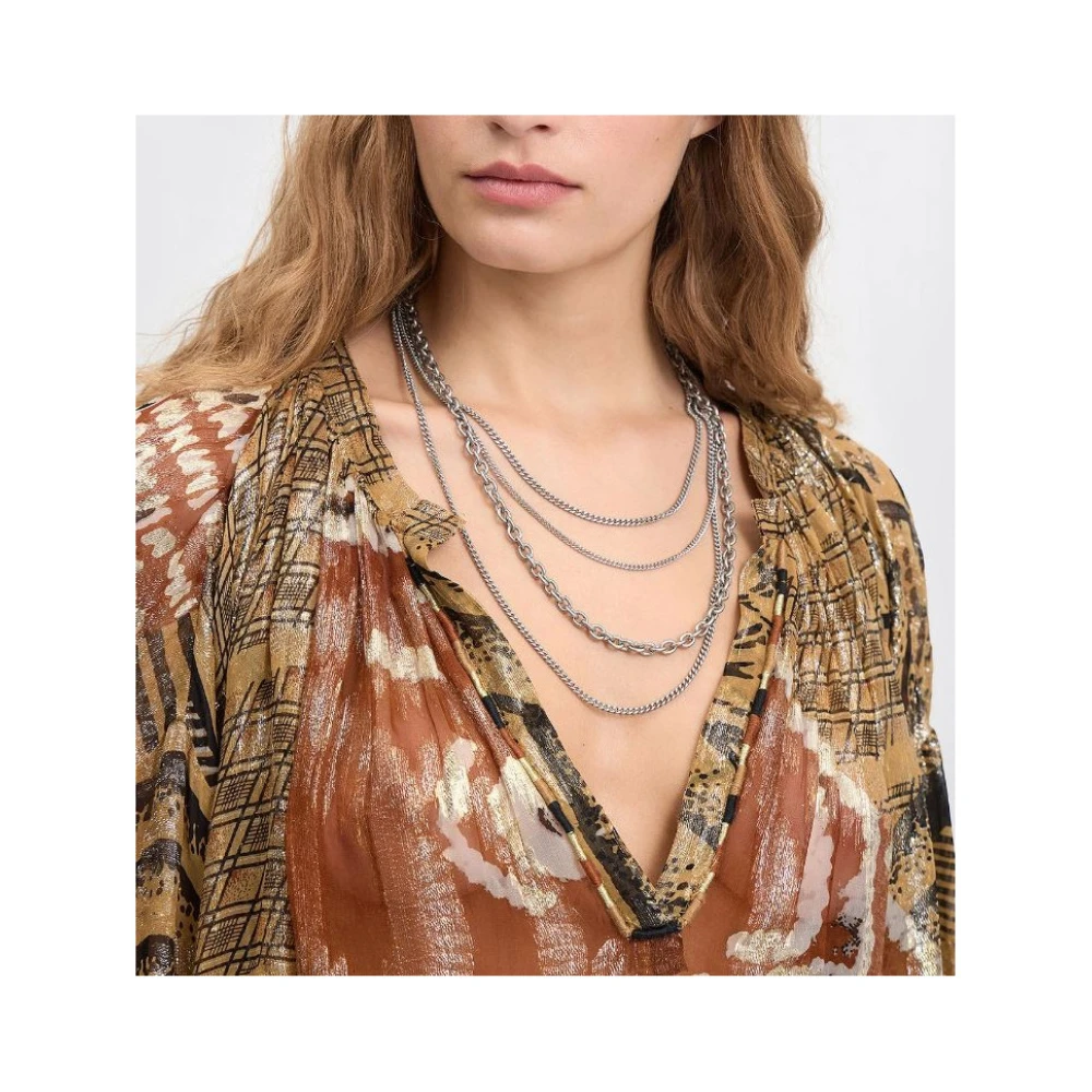 Mes Demoiselles Layla Viscose Lamé Blouse Brown Dames