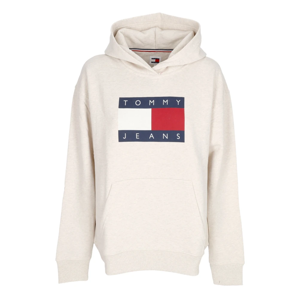 Tommy Hilfiger Relax Melange Flag Hoodie Oud Wit Beige Dames