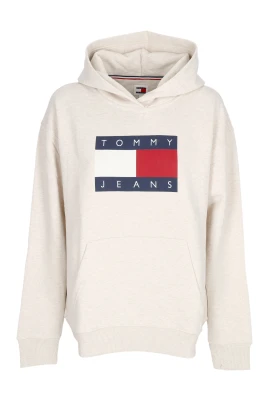 Avslappnad Melange Flag Hoodie Antikvit Melange