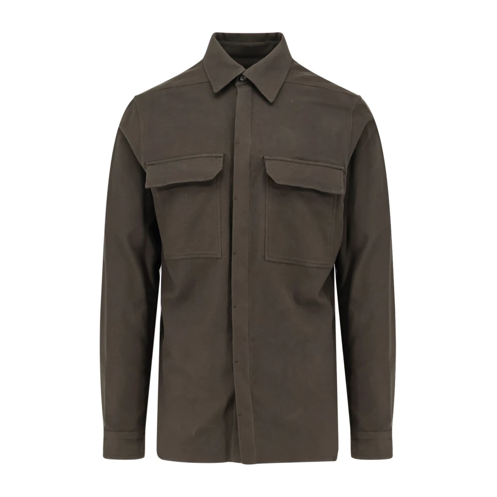 Rick Owens Flanellen Shirt met Verborgen Knoopsluiting Green Heren