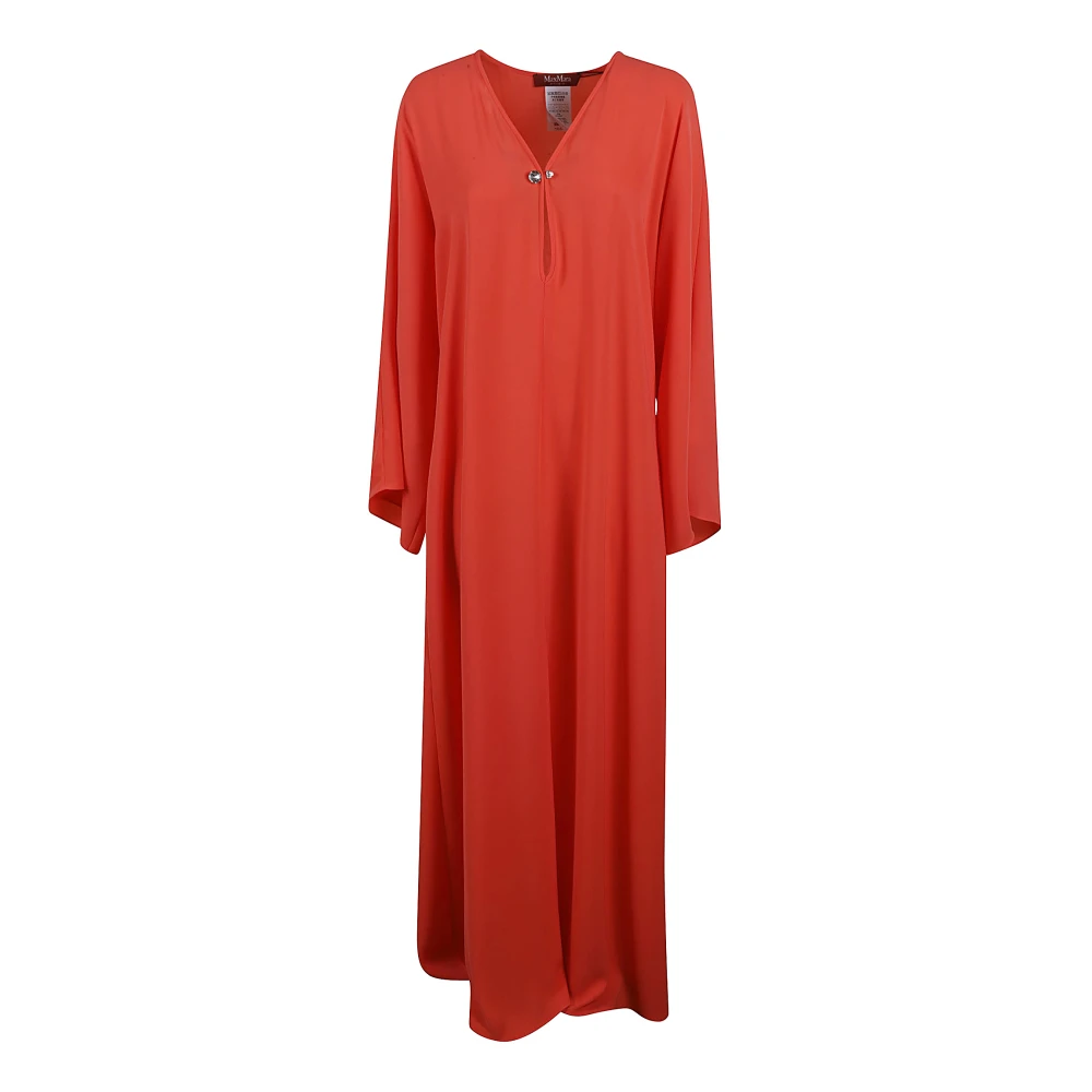 Max Mara Studio Korall Kimono Stil Lång Klänning Red, Dam