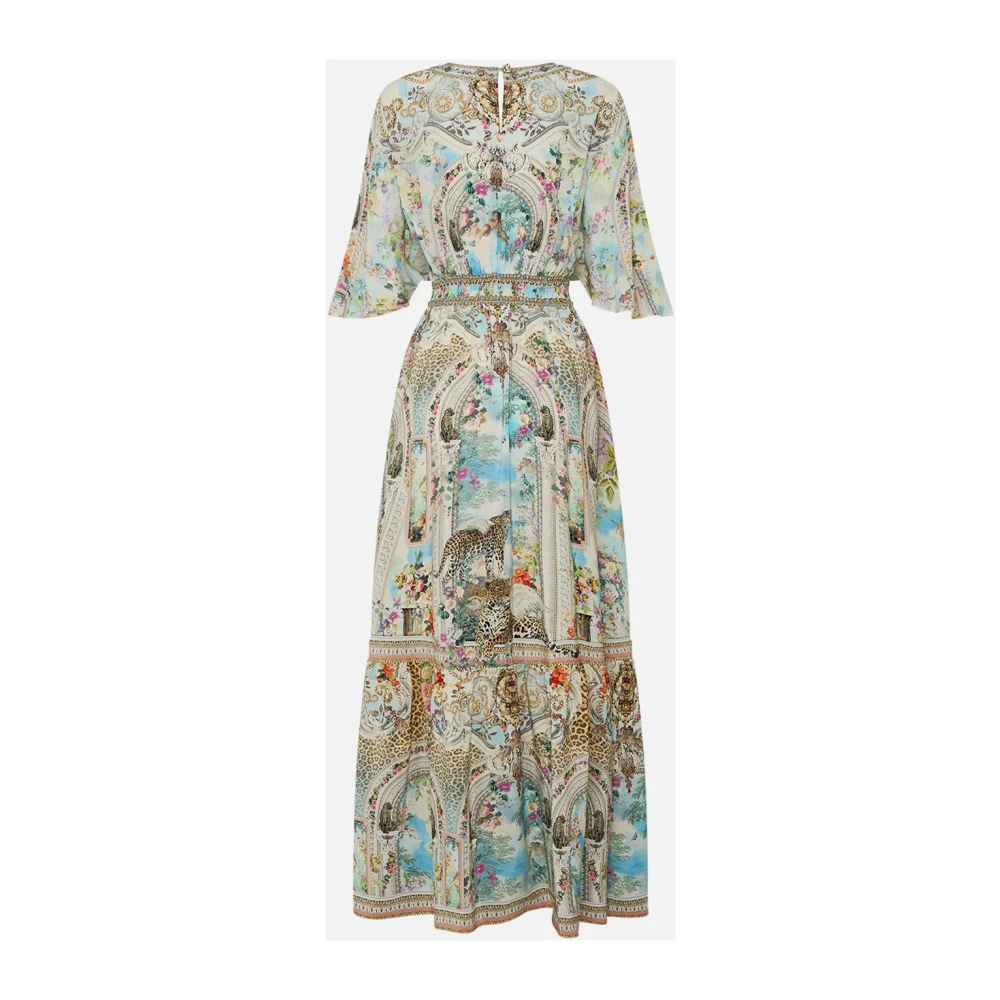 Camilla Zijden jurk met zoom ruche Multicolor Dames
