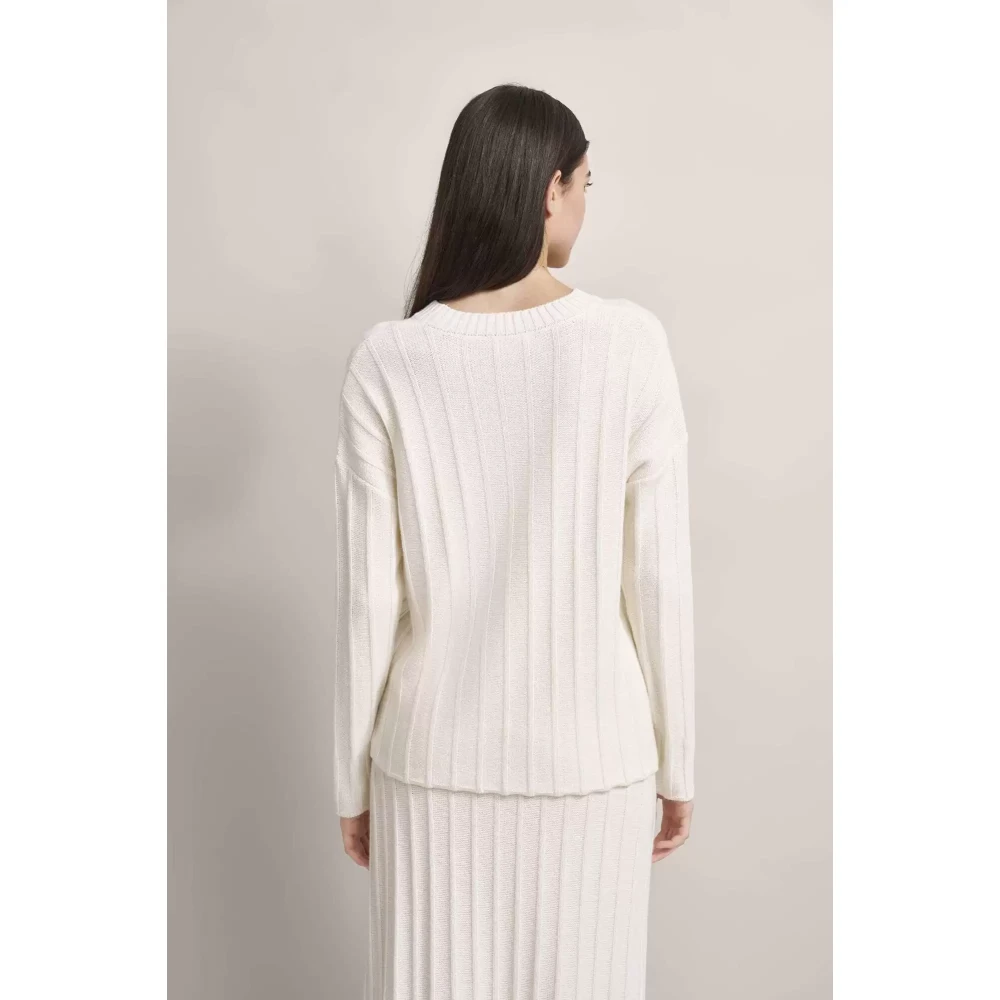 Bugatti Verticaal Gestreepte Gebreide Trui White Dames