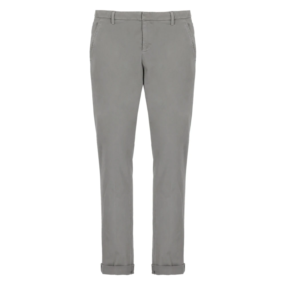 Dondup Men's Gray Chinos, W34, Grey Cotton Trousers With Pockets