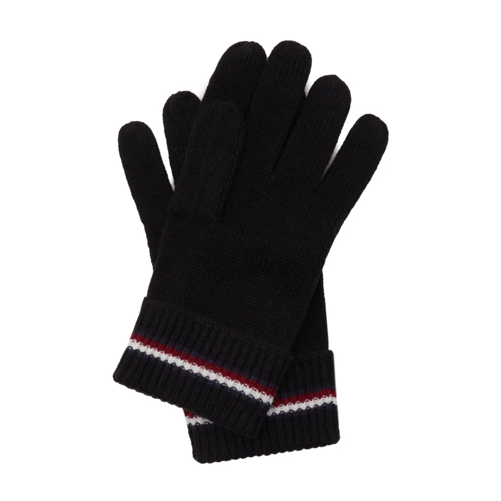 Tommy Hilfiger Wollen Handschoenen Zwart Gestikt Logo Black Heren