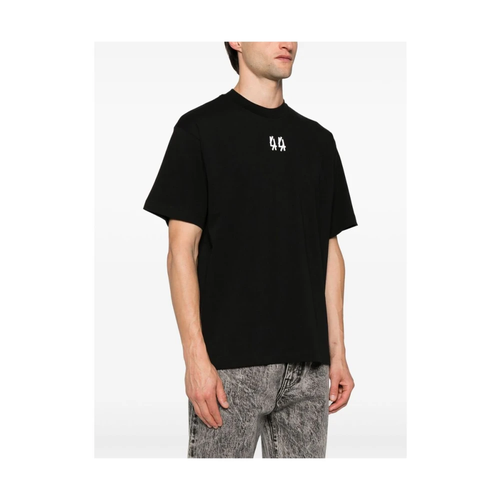 44 Label Group Zwart Logo Print Katoenen T-shirt Black Heren