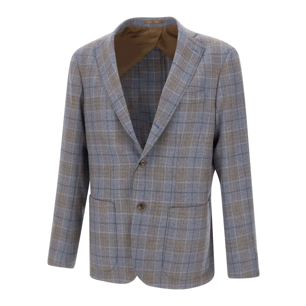 Barba Blauwe Wol Zijden Blazer Slim Fit Multicolor Heren