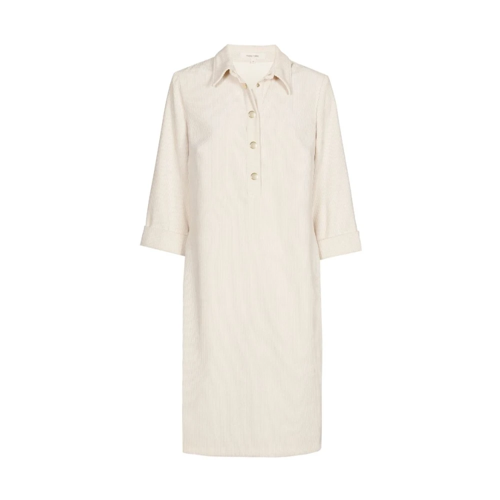 Marie Méro Ecru Velours Polo Kraag Jurk Beige Dames