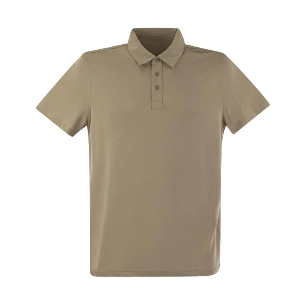 Majestic Filatures Herr Beige Toppar S, Kortärmad Pikétröja