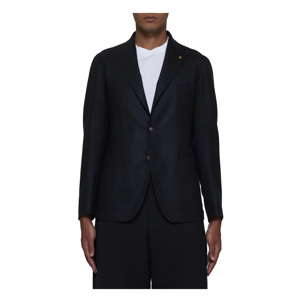 Tagliatore Blauwe Half-Gevoerde Blazer Blue Heren