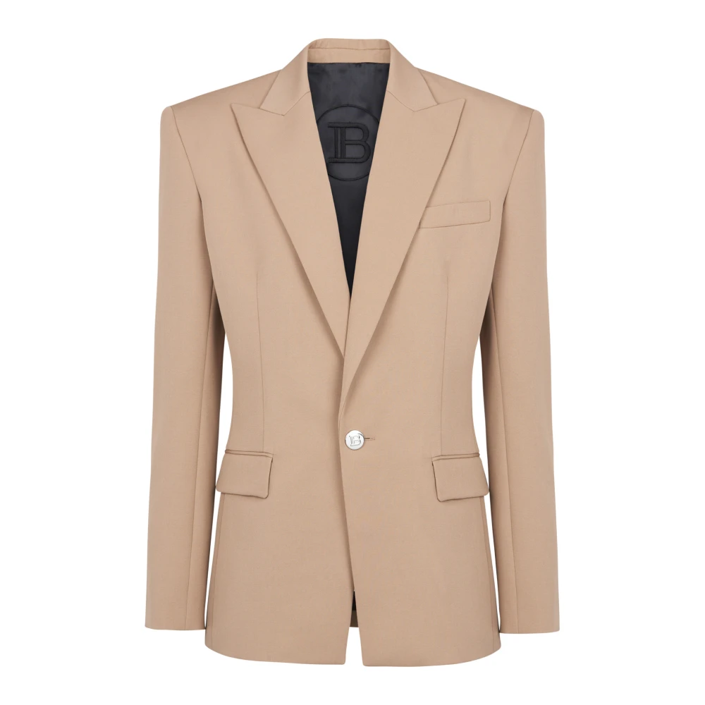Balmain 1 Button Blazer Jacket Beige Heren