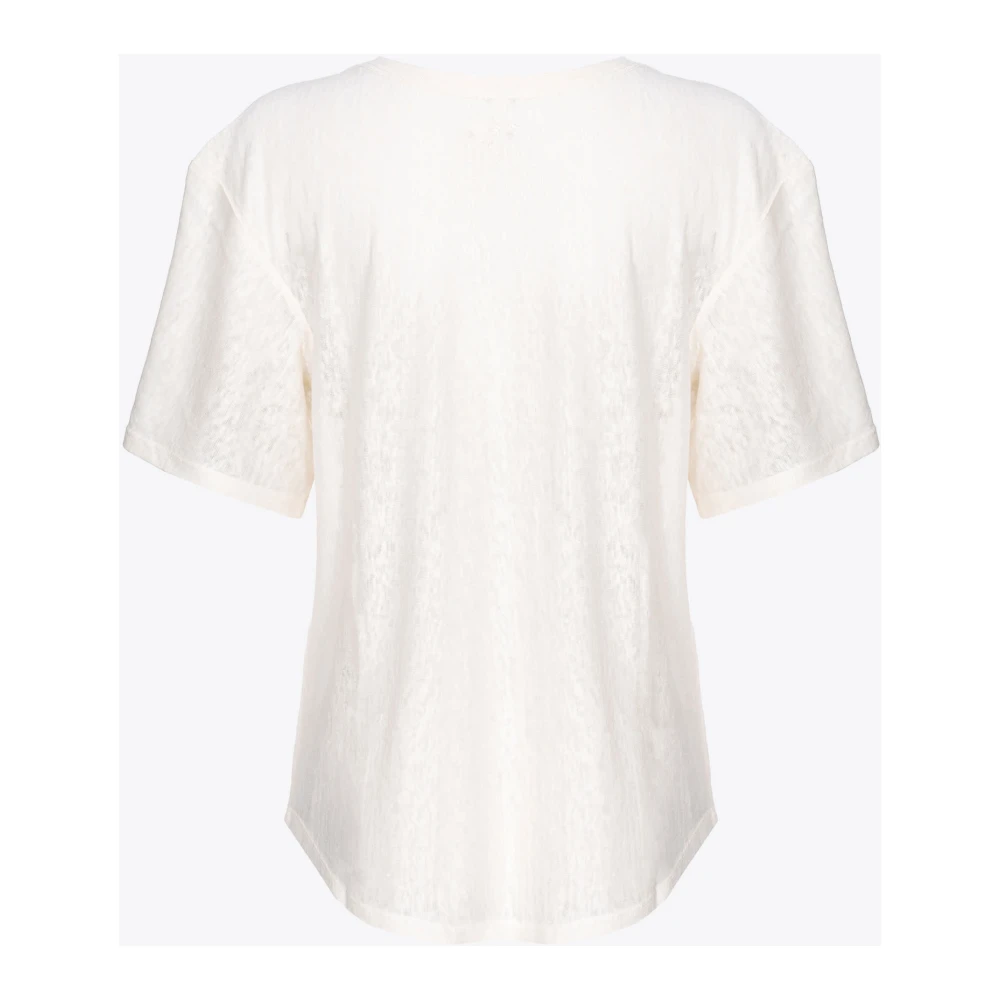 pinko Witte T-shirt met Love Birds borduurwerk White Dames