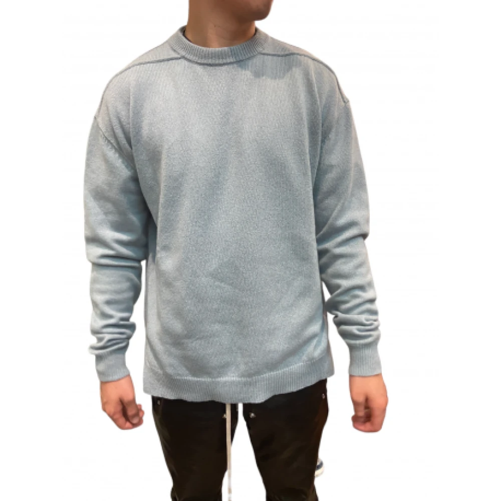 Rick Owens Hemelsblauwe Kasjmier Wollen Trui Gray Heren