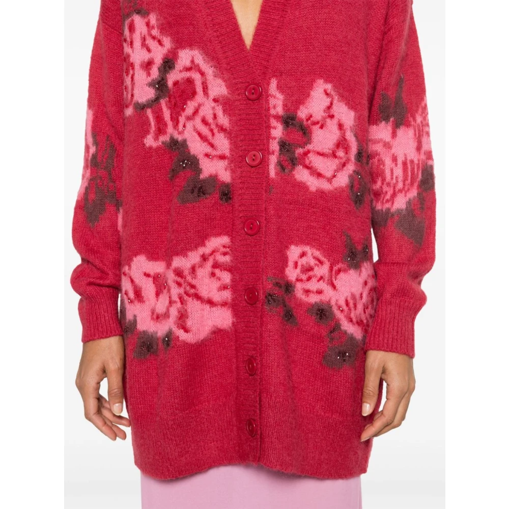 Blugirl Rode bloemensweater met kraalversiering Red Dames