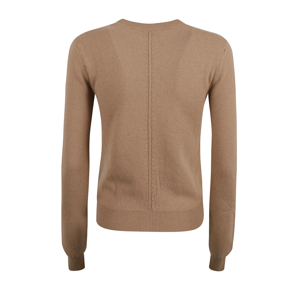 Saint Laurent Bruine trui met ronde hals detail Brown Dames