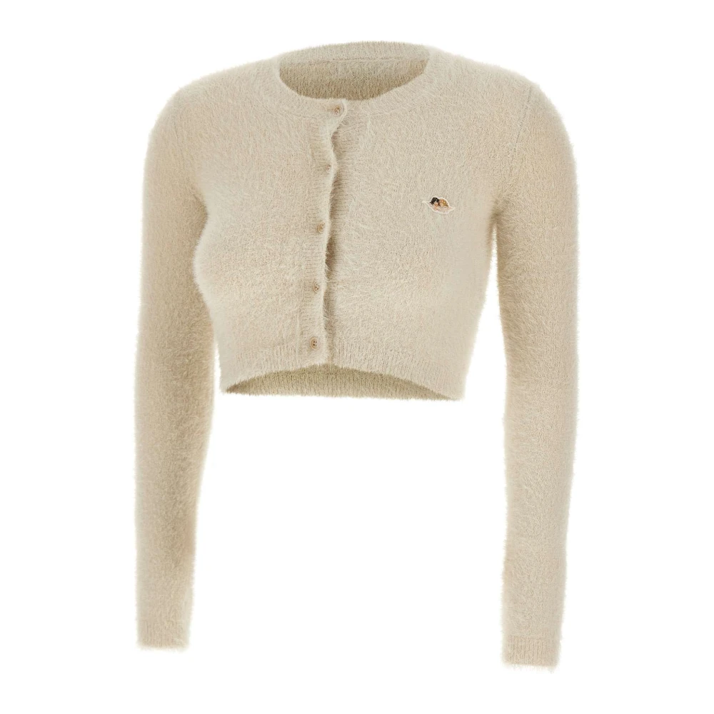 Fiorucci Zachte Pluche Vest Beige Lange Mouwen White Dames