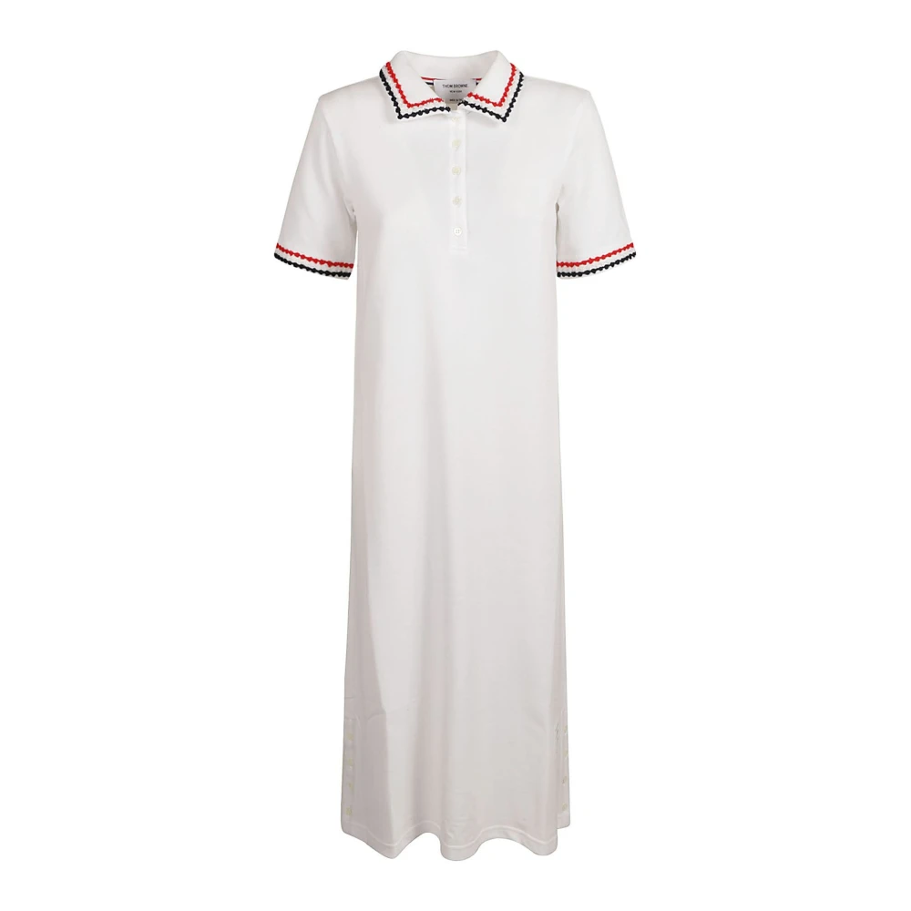 Thom Browne Polo Jurk met Boucle Trim White Dames