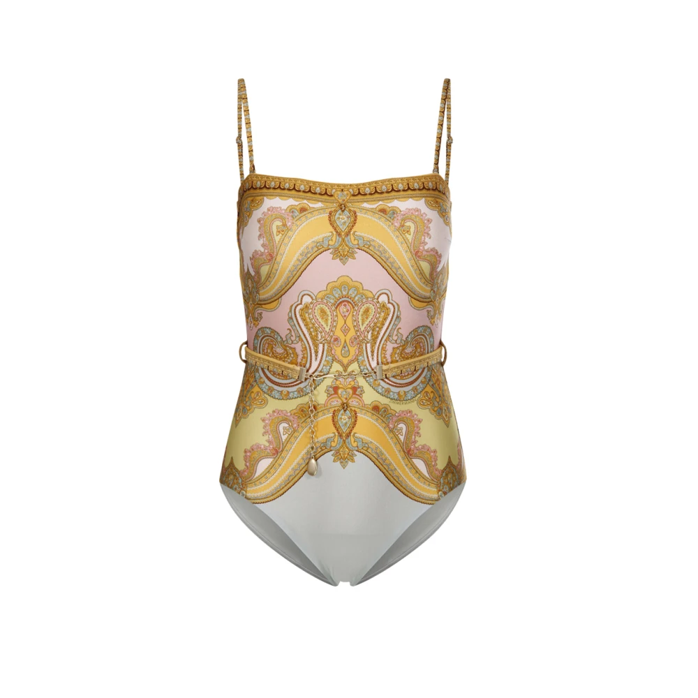 Zimmermann Paisley Chain Trim Bandeau Badpak Yellow Dames