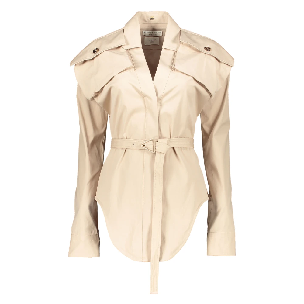 Bottega Veneta Katoenen poplin overhemd met riem Beige Dames