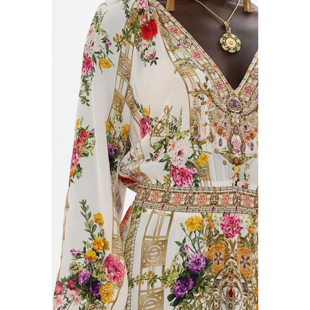 Camilla Zijden jurk met gerimpelde taille Egyptische roos Multicolor Dames