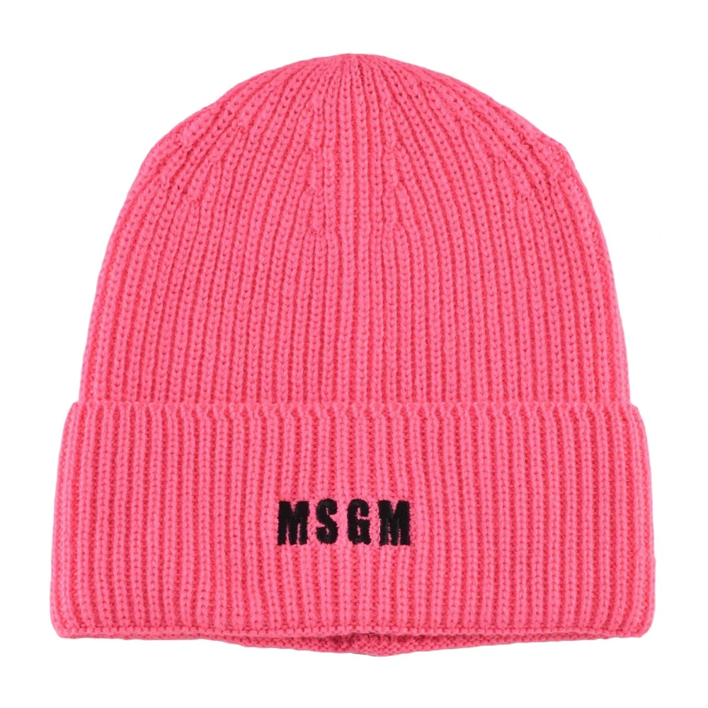 Msgm Ull Acetat Beanie Mössa Pink, Dam