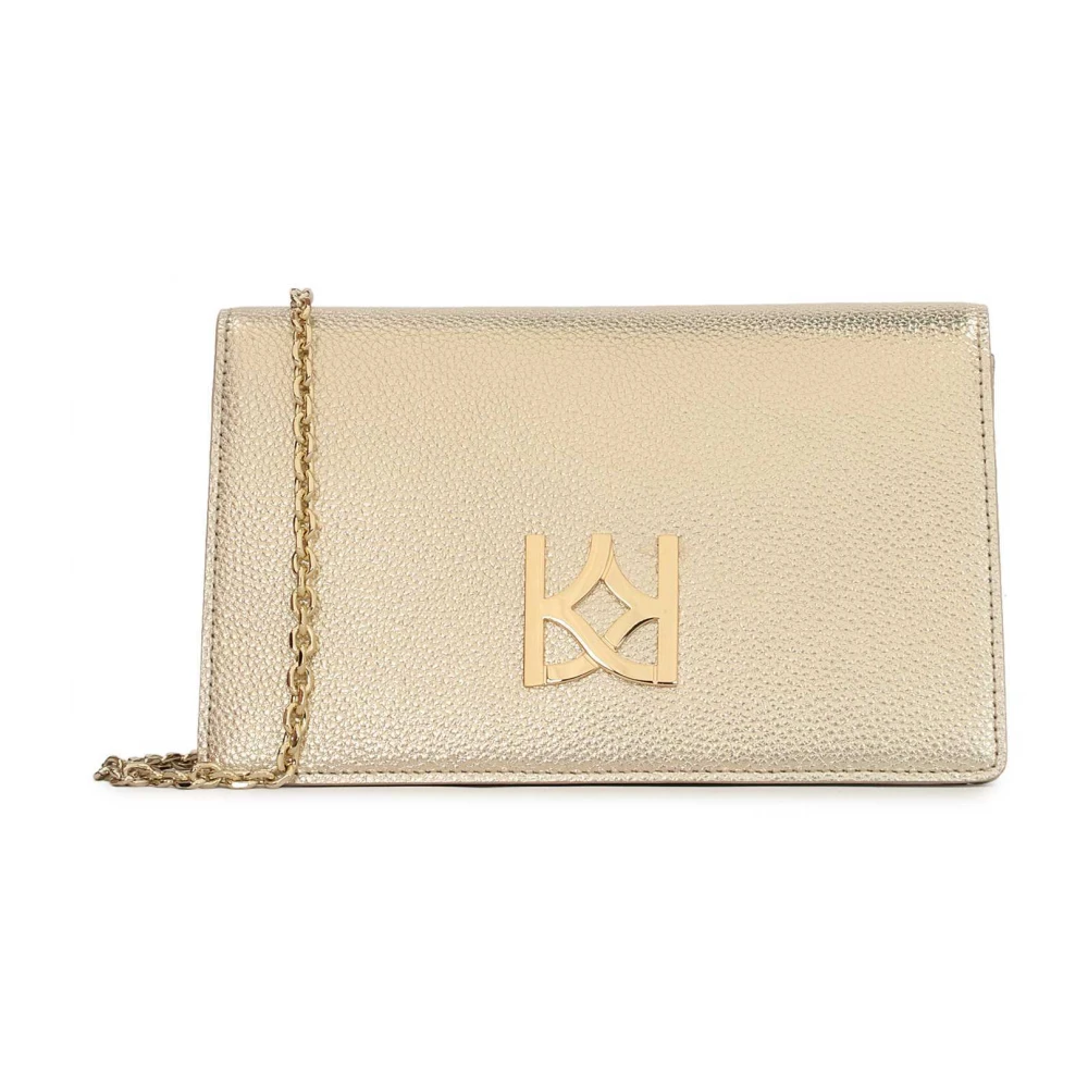 Kazar Kleine gouden tas aan een ketting met een groot monogram Yellow Dames