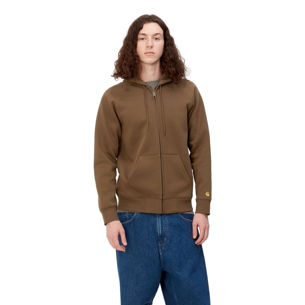 Carhartt WIP Hooded Chase Jack van zwaar sweatstof Brown Heren