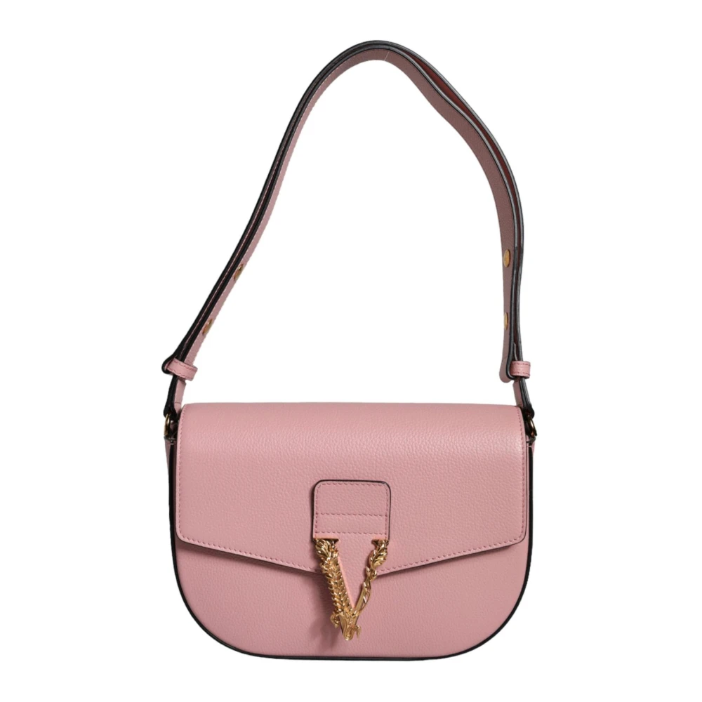 Versace Leren Crossbody Schoudertas Roze Zwart Pink Dames