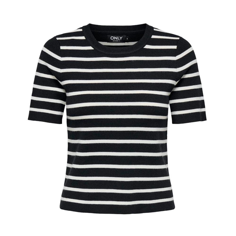 Only Korte Mouw Pullover Gebreide Trui Black Dames