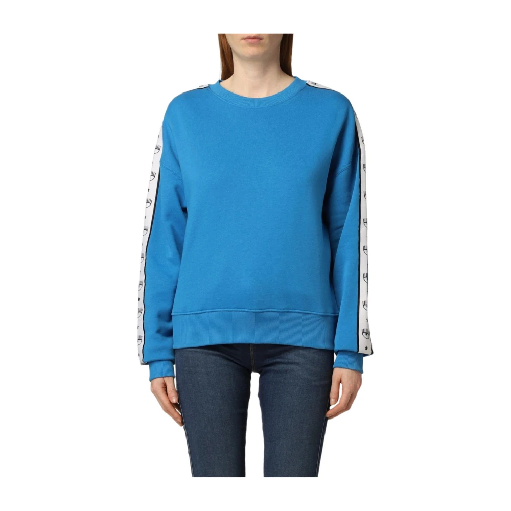 Chiara Ferragni Collection Katoenen Sweatshirt met Flirting Eyes Blue Dames
