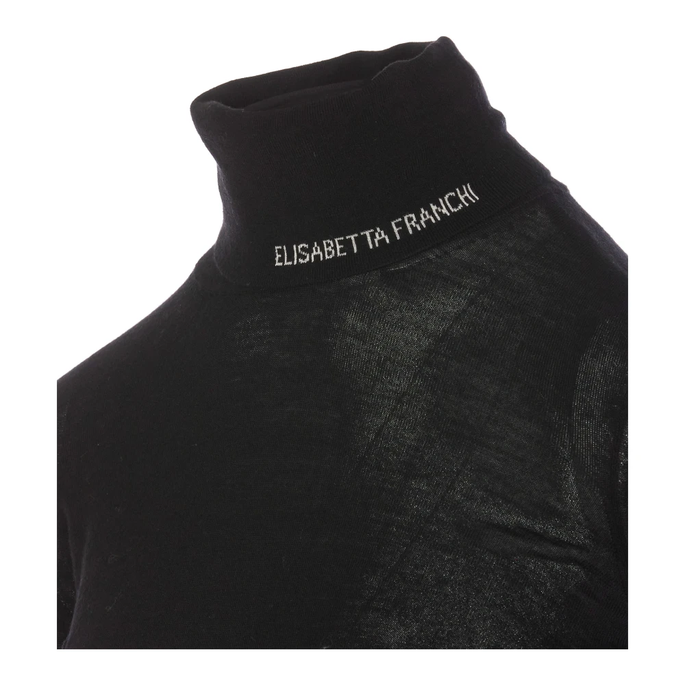 Elisabetta Franchi Zwarte Coltrui Trui Lange Mouwen Black Dames