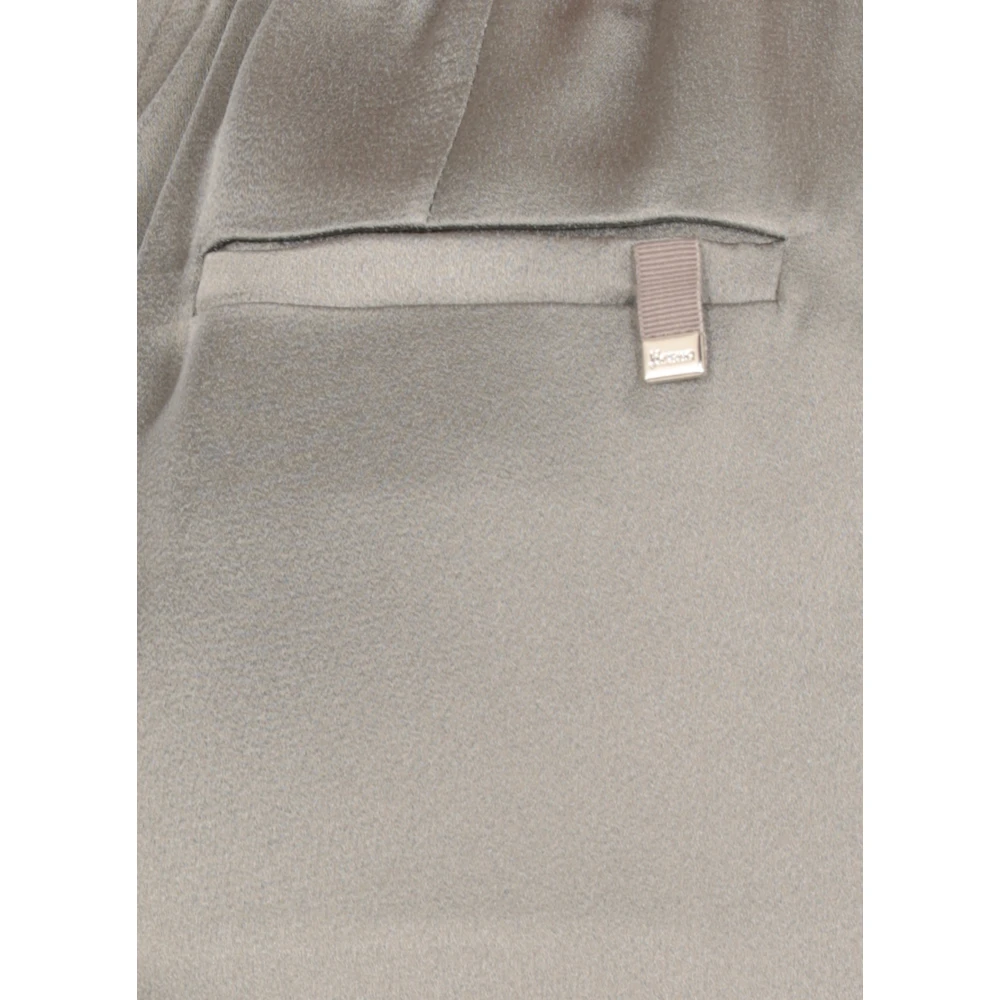 Herno Grijze satijnen broek met elastische tailleband Gray Dames